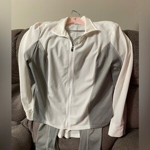 Women's White and Gray Jacket/pant suit